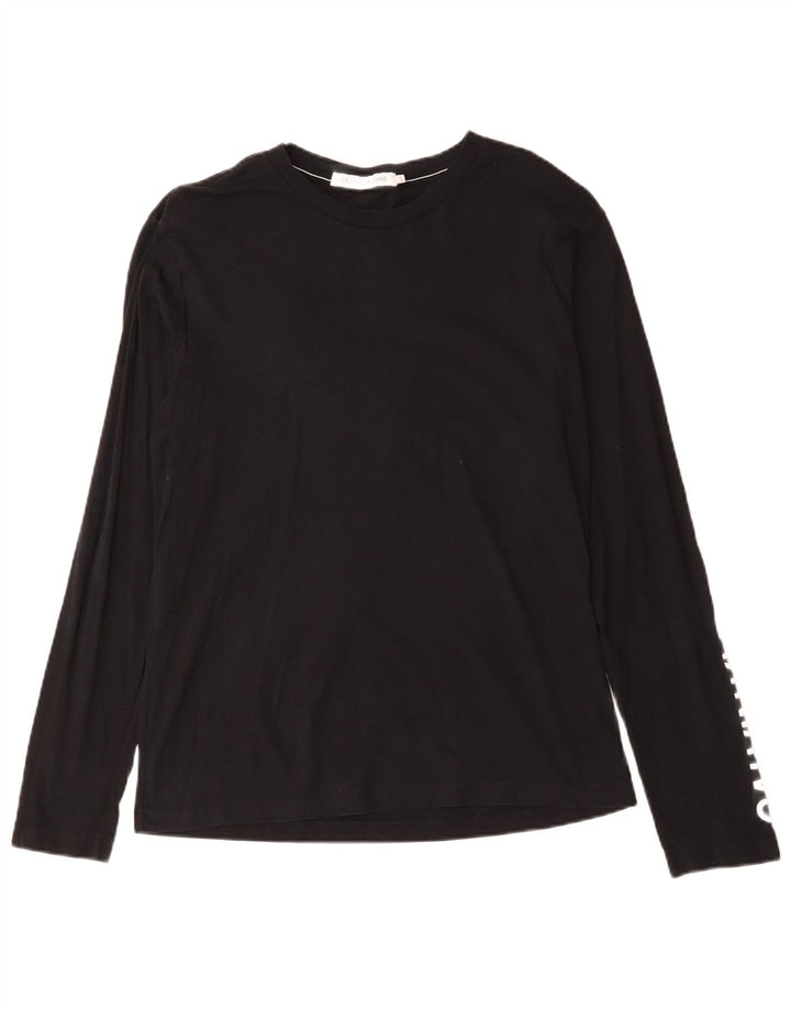 Calvin Klein Jeans Mens Graphic Top Long Sleeve Large Black Cotton