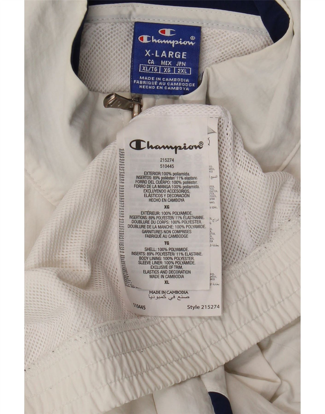 CHAMPION Mens Graphic Tracksuit Top Jacket XL White Colourblock Polyamide