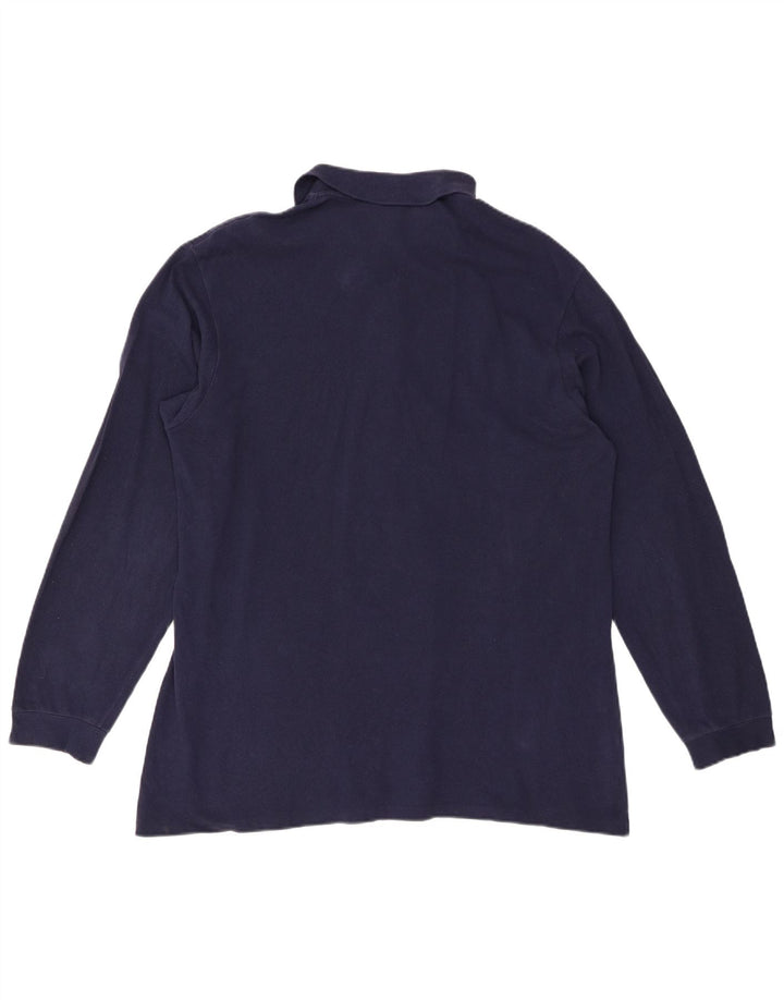 LACOSTE Mens Long Sleeve Polo Shirt Size 6 XL Navy Blue Cotton