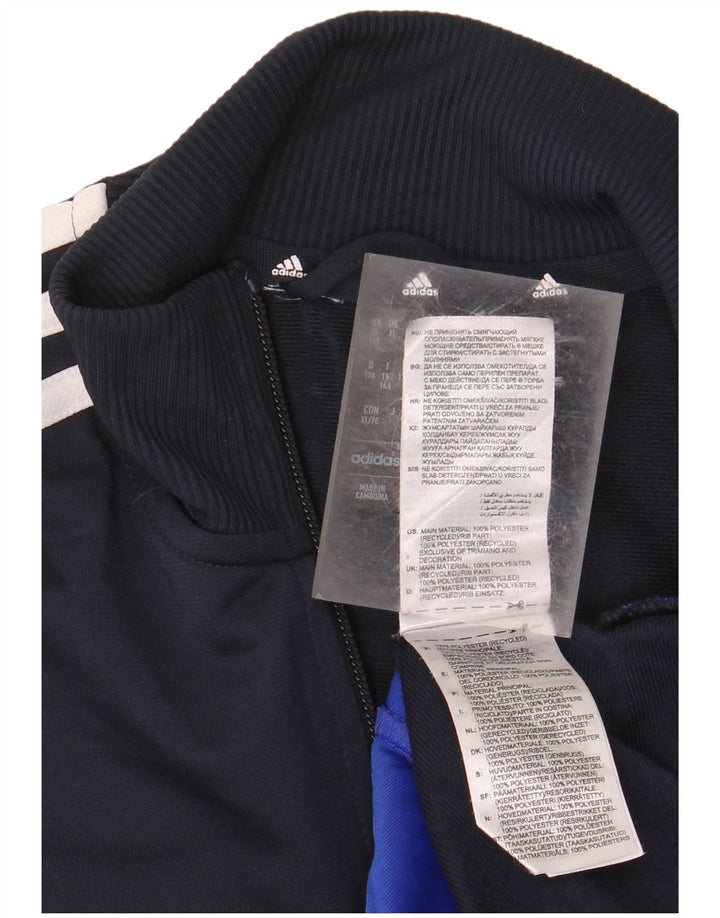 ADIDAS Boys Aeroready Tracksuit Top Jacket 15-16 Years Navy Blue