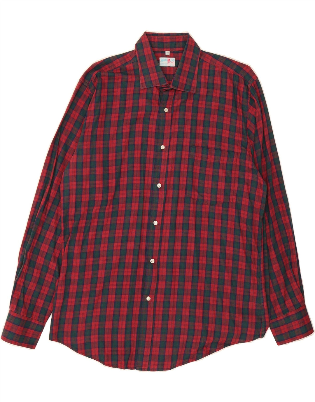BALL ON Mens Flannel Shirt Size 42 Large Red Check Cotton Vintage Ball On and Second-Hand Ball On from Messina Hembry 
