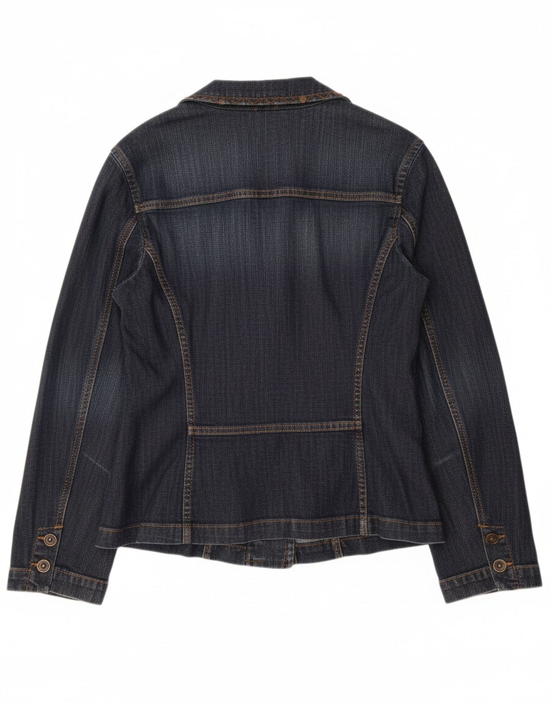 OLSEN Womens 2 Button Denim Blazer Jacket UK 14 Medium Blue Cotton