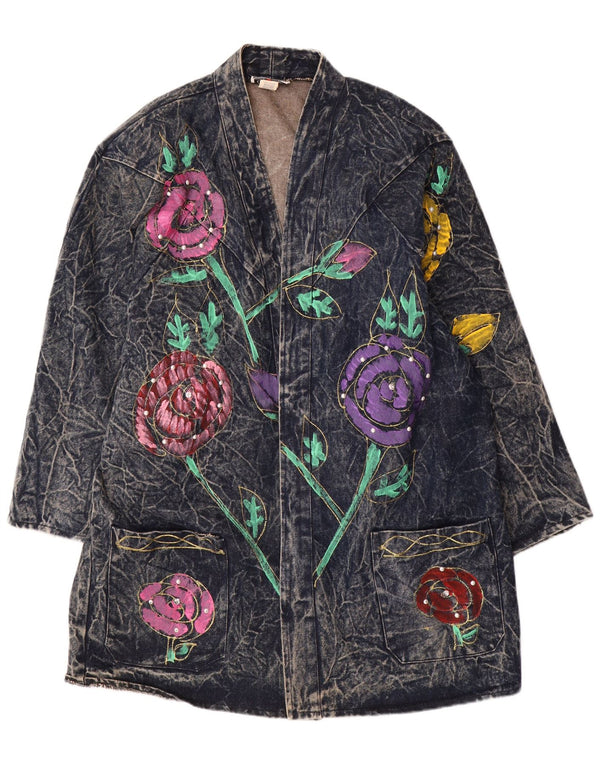 CHRISTIE OF CALIFORNIA Womens Oversized Denim Coat US 14 XL Navy Blue