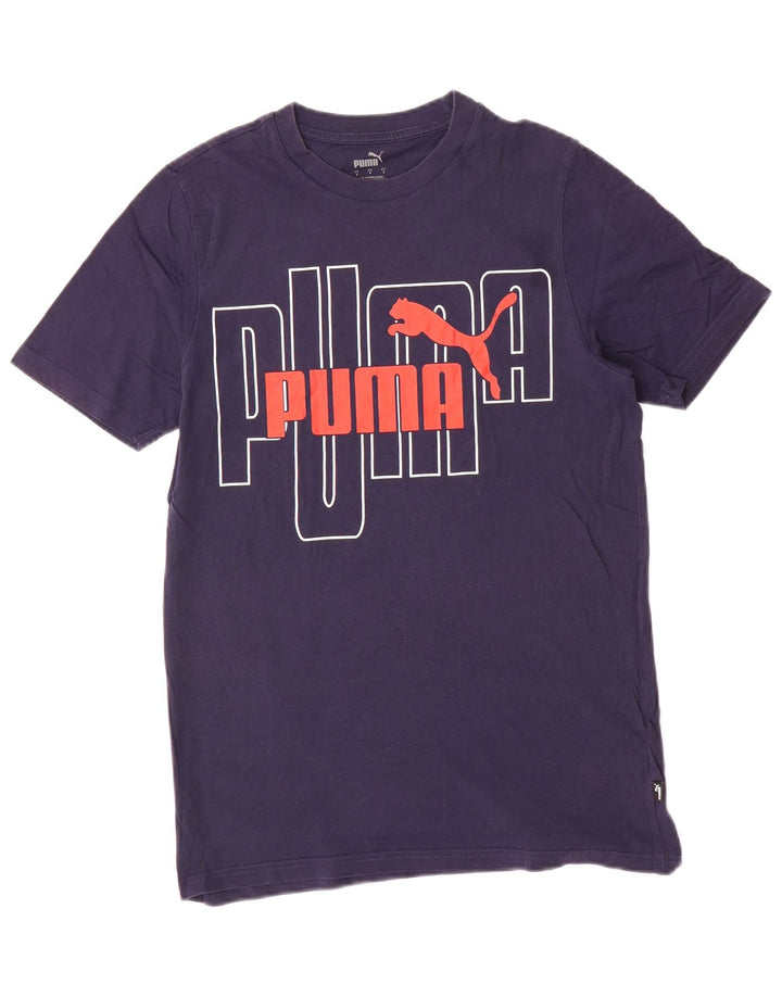 PUMA Mens Graphic T-Shirt Top Small Navy Blue Cotton