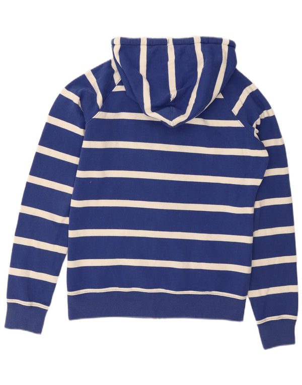 JOULES Womens Zip Hoodie Sweater UK 10 Small Blue Striped Cotton