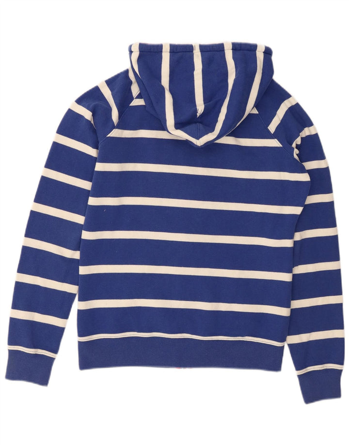 JOULES Womens Zip Hoodie Sweater UK 10 Small Blue Striped Cotton