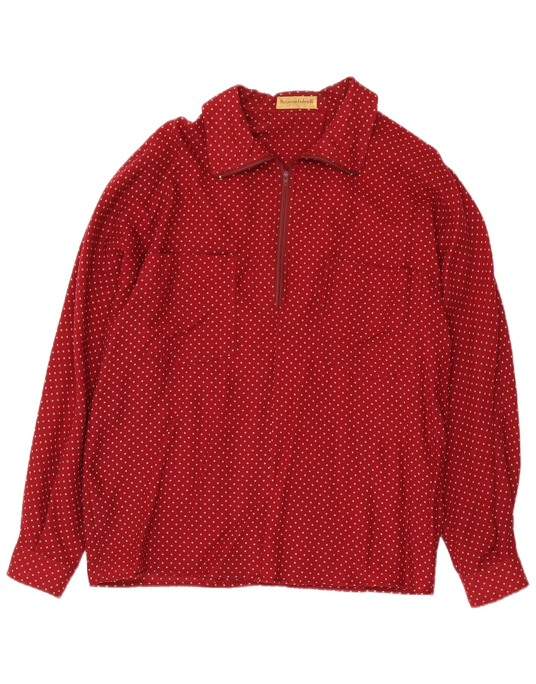 Nazareno Gabrielli Womens Pullover Shirt IT 46 Large Red Spotted Wool