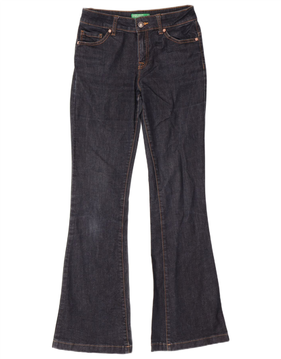 BENETTON Womens Bootcut Jeans  W27 L31 Navy Blue Cotton