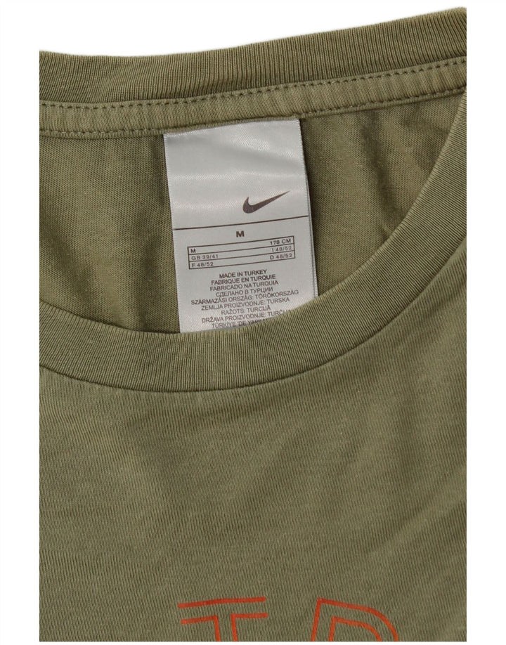 NIKE Mens Graphic T-Shirt Top UK 39/41 Medium Khaki Cotton