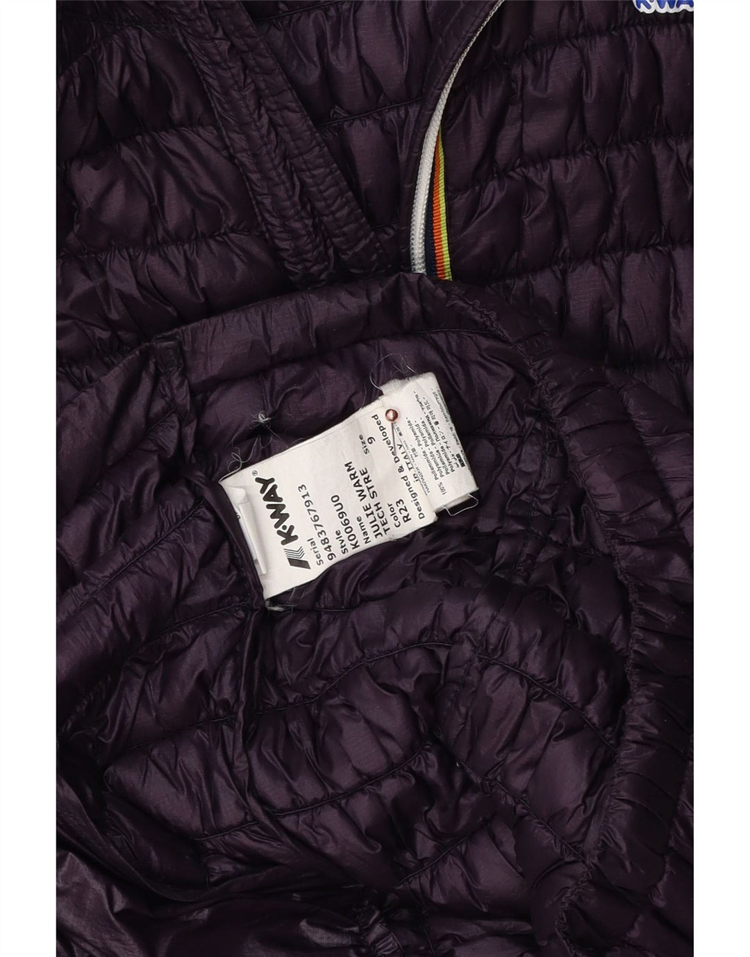 K-WAY Womens Hooded Padded Jacket US 9 Medium Purple Polyester