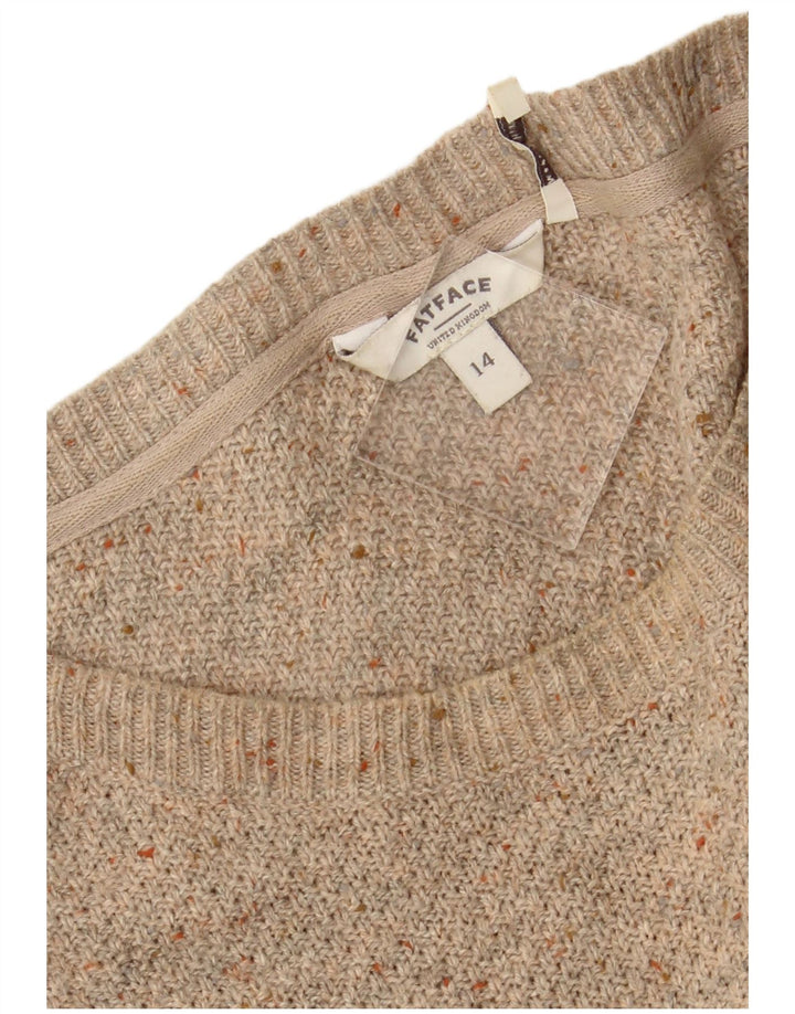 FAT FACE Womens Boat Neck Jumper Sweater UK 14 Large Beige