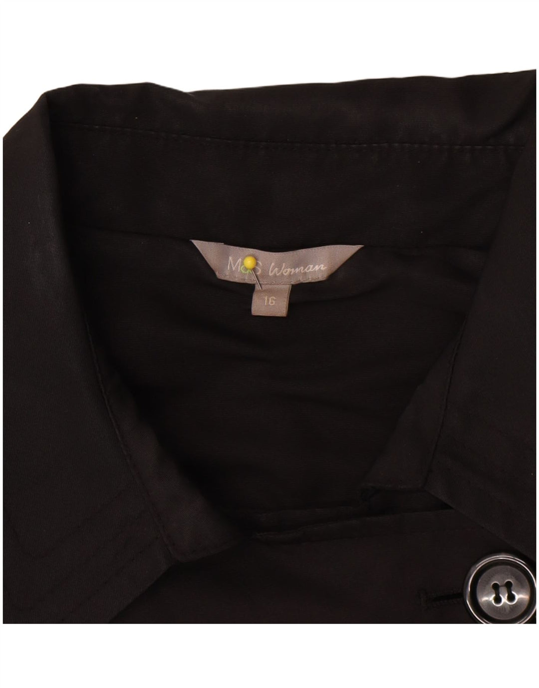 Marks & Spencer Womens Trench Coat UK 16 Large Black Polyester