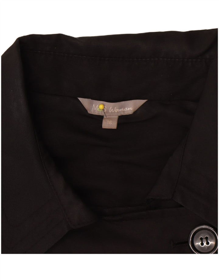 Marks & Spencer Womens Trench Coat UK 16 Large Black Polyester