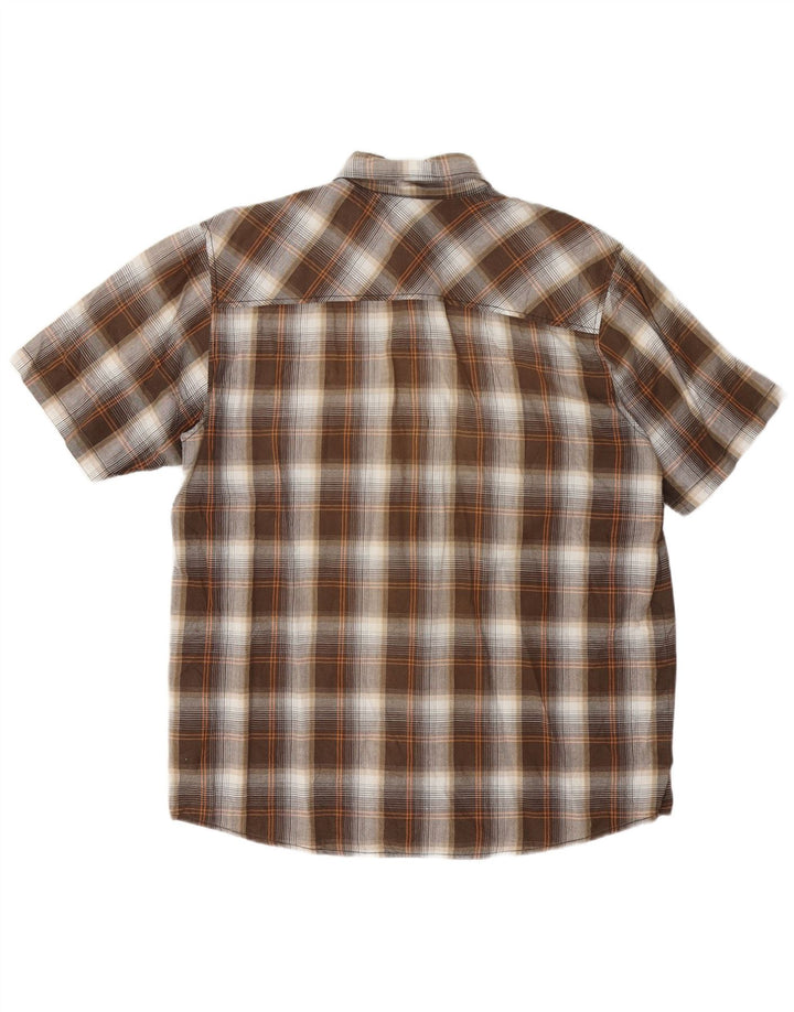 CARHARTT Mens Short Sleeve Shirt Large Brown Check Cotton