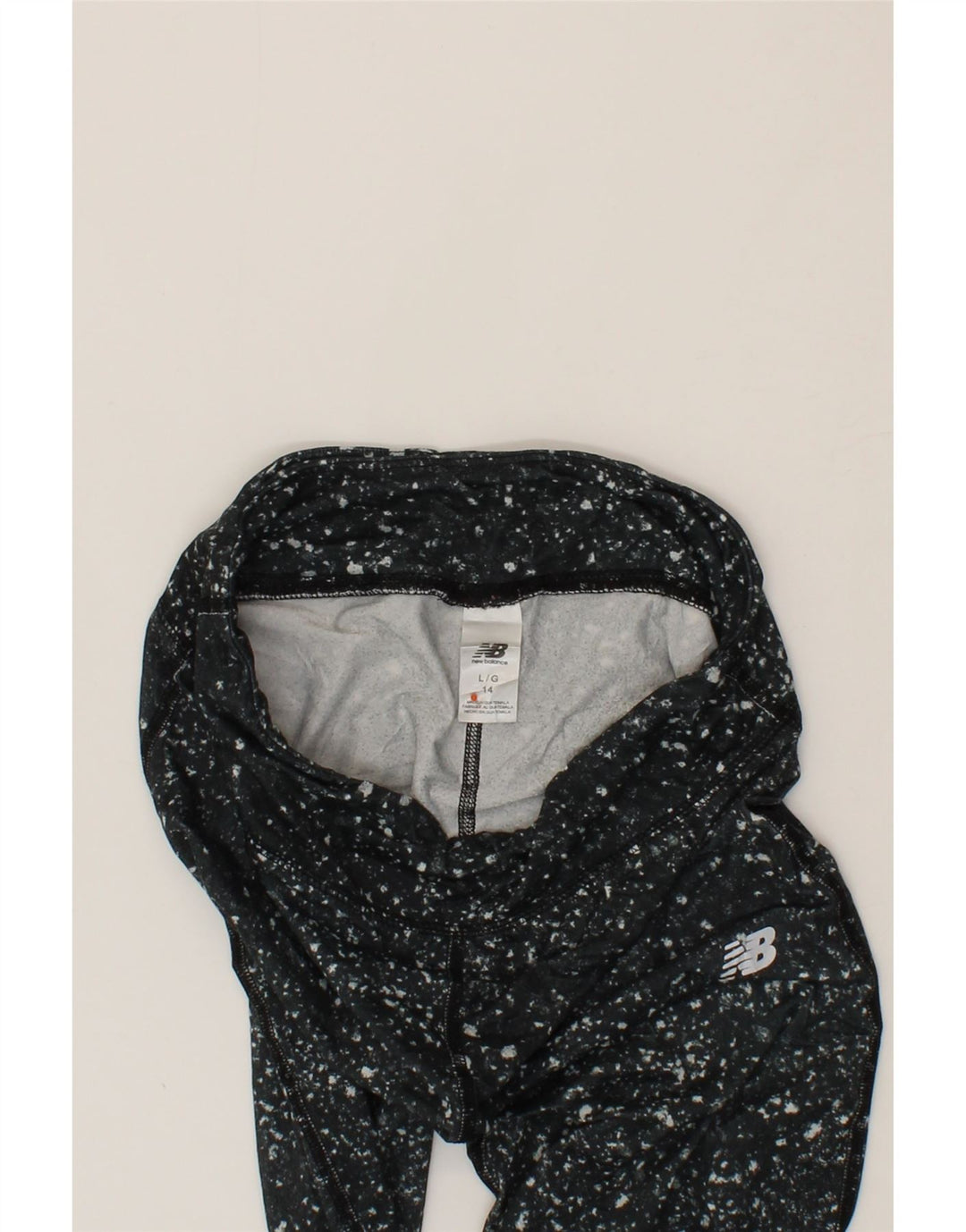 NEW BALANCE Womens Leggings UK 14 Large  Black Spotted Polyester Vintage New Balance and Second-Hand New Balance from Messina Hembry 