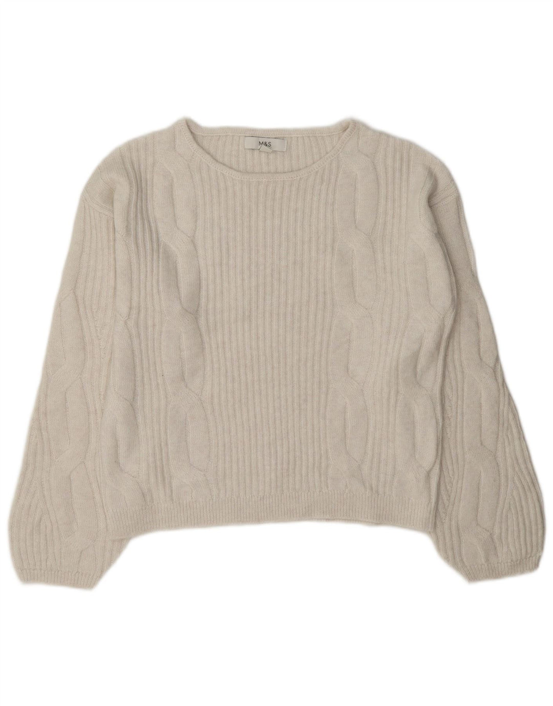 Marks & Spencer Womens Oversized Boat Neck Jumper Sweater UK 10 Small White