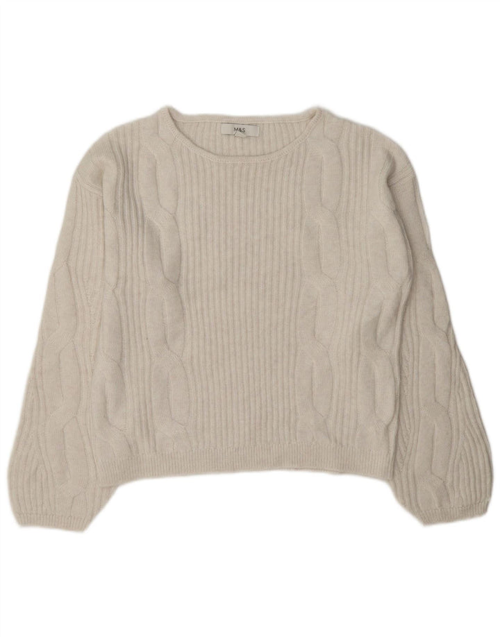 Marks & Spencer Womens Oversized Boat Neck Jumper Sweater UK 10 Small White
