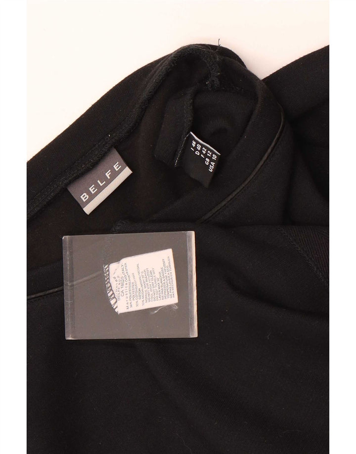 Belfe Womens Top Long Sleeve UK 12 Medium Black Polyester