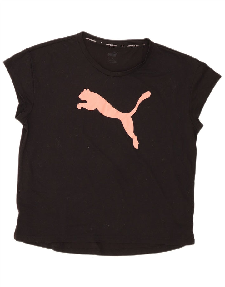 Puma Womens Graphic T-Shirt Top UK 14 Medium Black Polyester