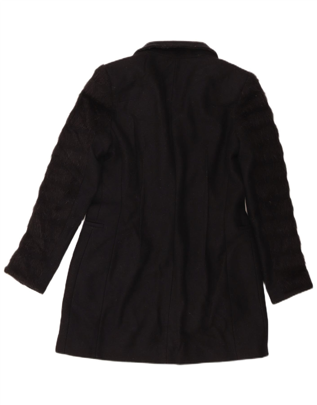 All Saints Womens Overcoat UK 10 Small Black Striped Virgin Wool