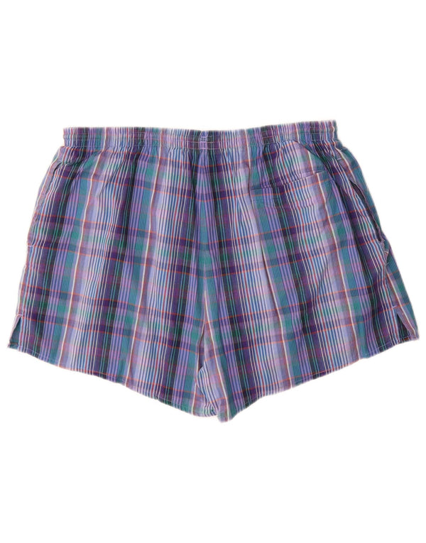 ADIDAS Mens Swimming Shorts Large  Blue Check Cotton