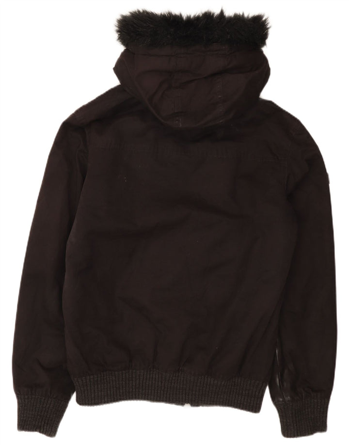 Superdry Mens Hooded Bomber Jacket UK 38 Medium Black