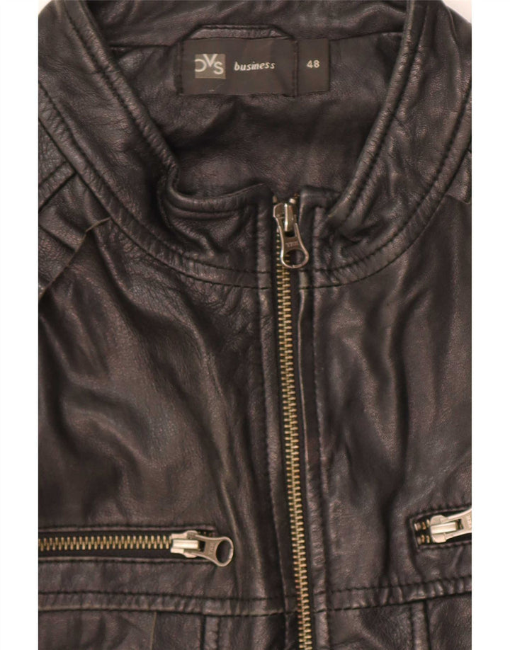 BVS Womens Leather Biker Jacket EU 48 2XL Black