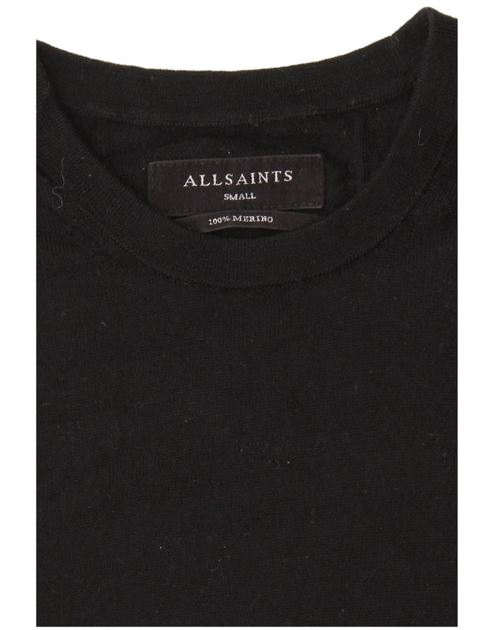ALL SAINTS Mens Crew Neck Jumper Sweater Small Black Merino Wool