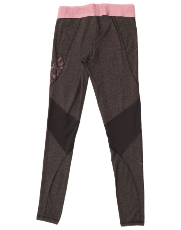 Adidas Womens Climacool Graphic Leggings UK 8/10 Small Grey Colourblock