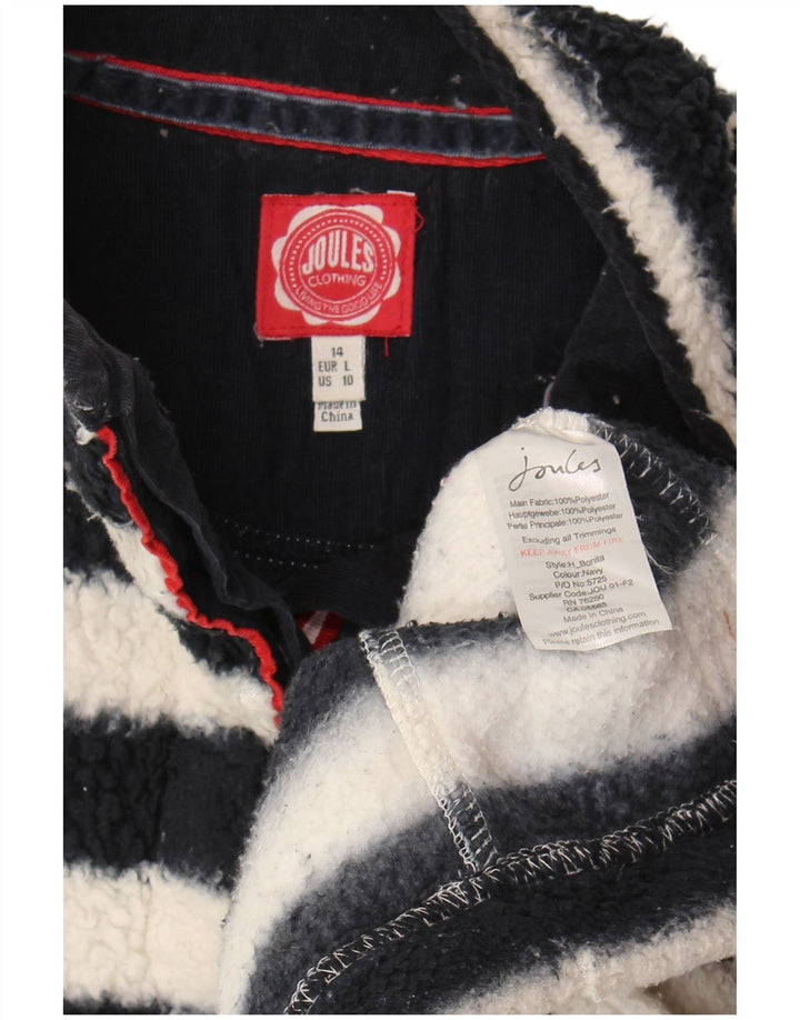Joules Womens Oversized Fleece Jumper UK 14 Large Black Striped Polyester