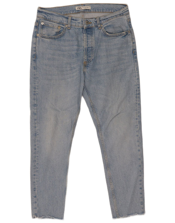 Zara Mens Skinny Cropped Jeans EU 42 Large W32 L25 Blue Cotton