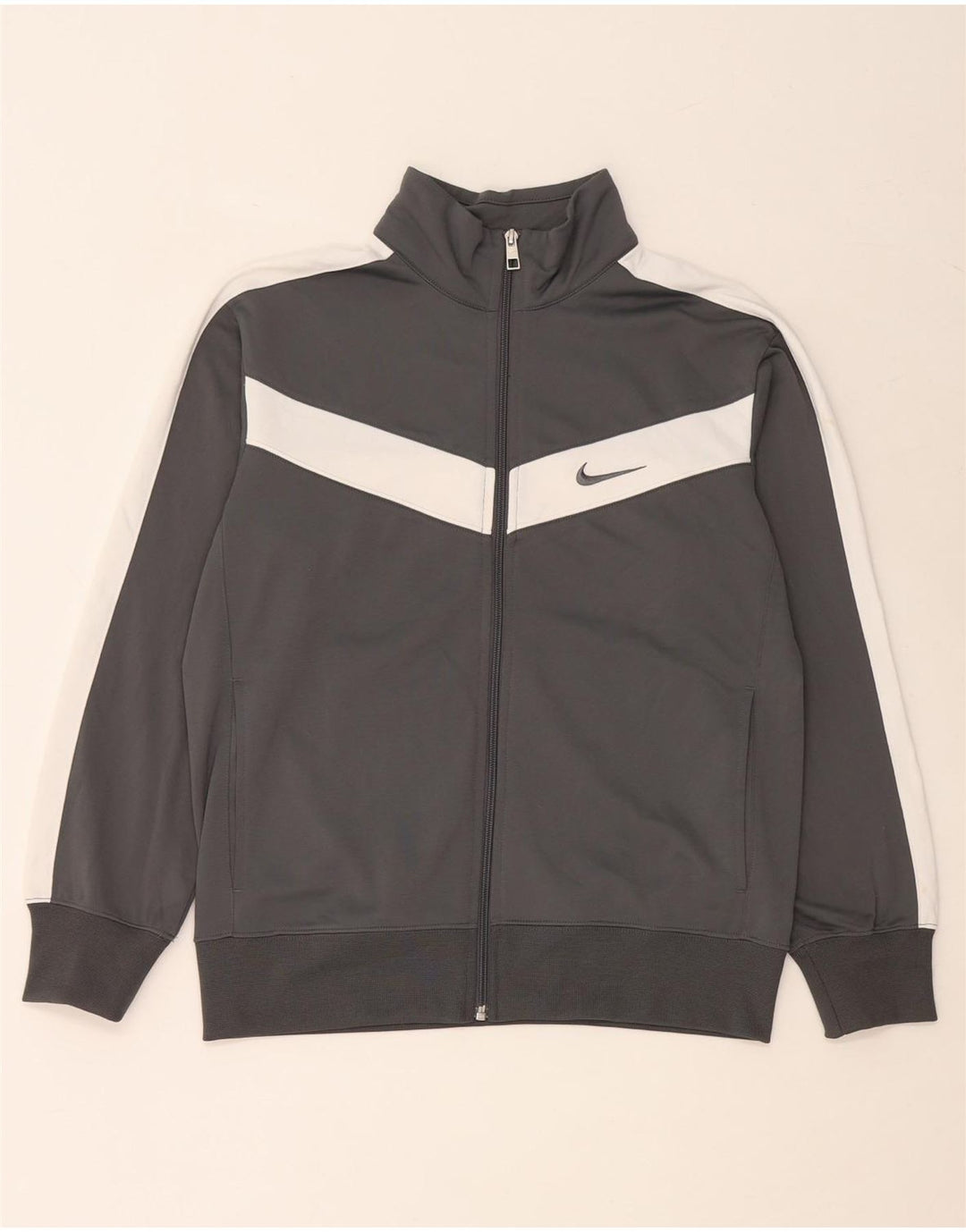 NIKE Boys Tracksuit Top Jacket 12-13 Years Large Grey Colourblock