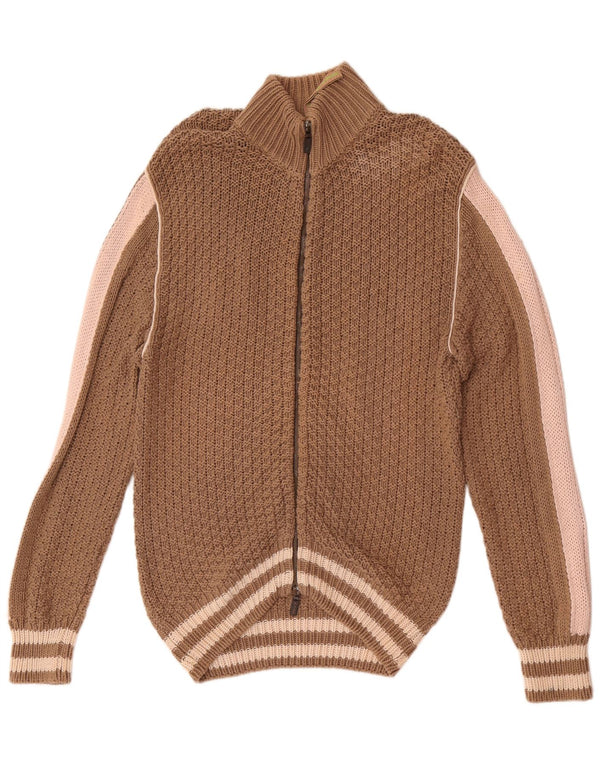 Etro Womens Cardigan Sweater UK 14 Medium Brown Colourblock Cotton