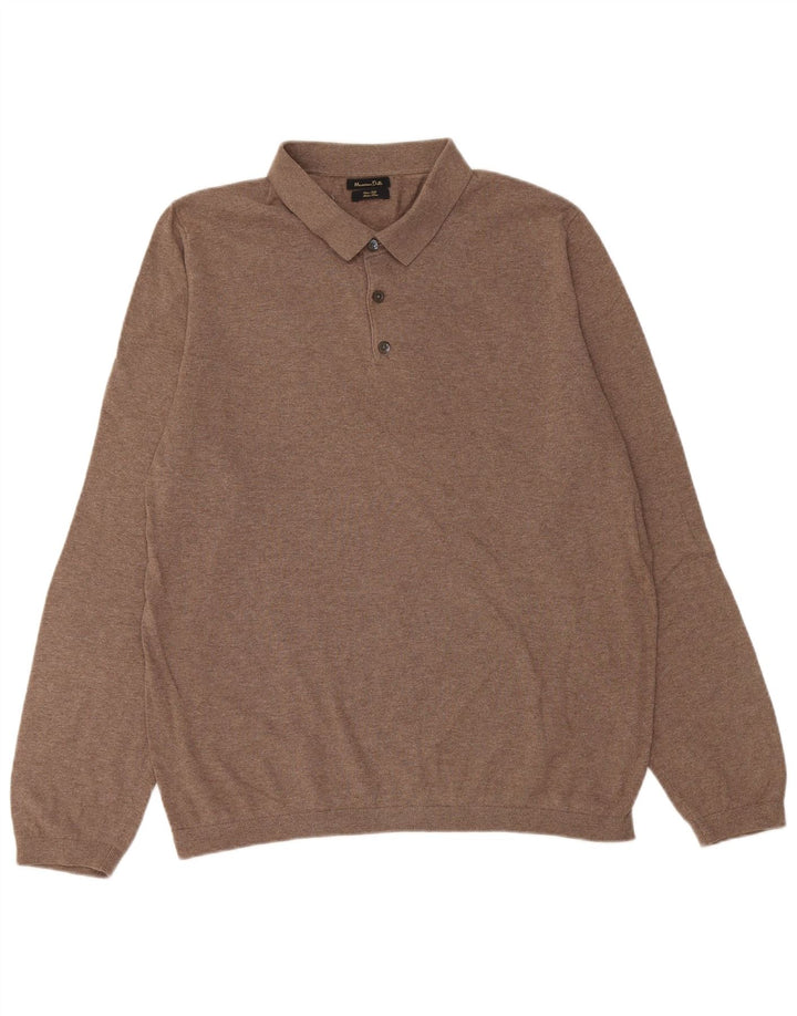 Massimo Dutti Mens Polo Neck Jumper Sweater Large Brown