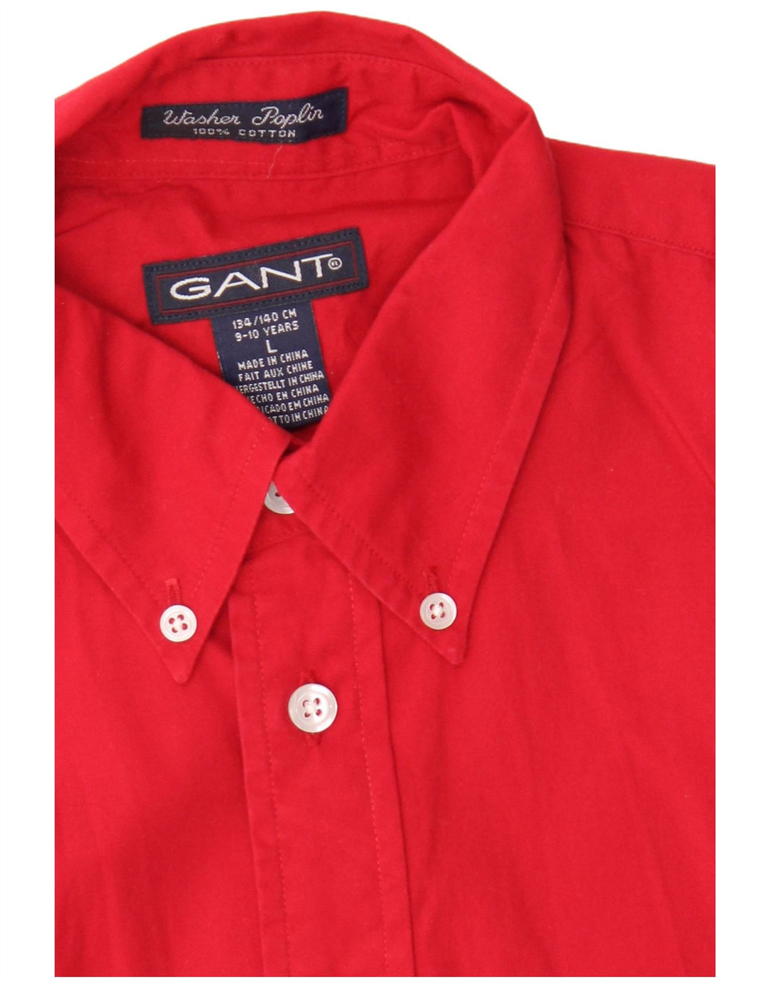 Gant Boys Washer Poplin Short Sleeve Shirt 9-10 Years Large  Red Cotton