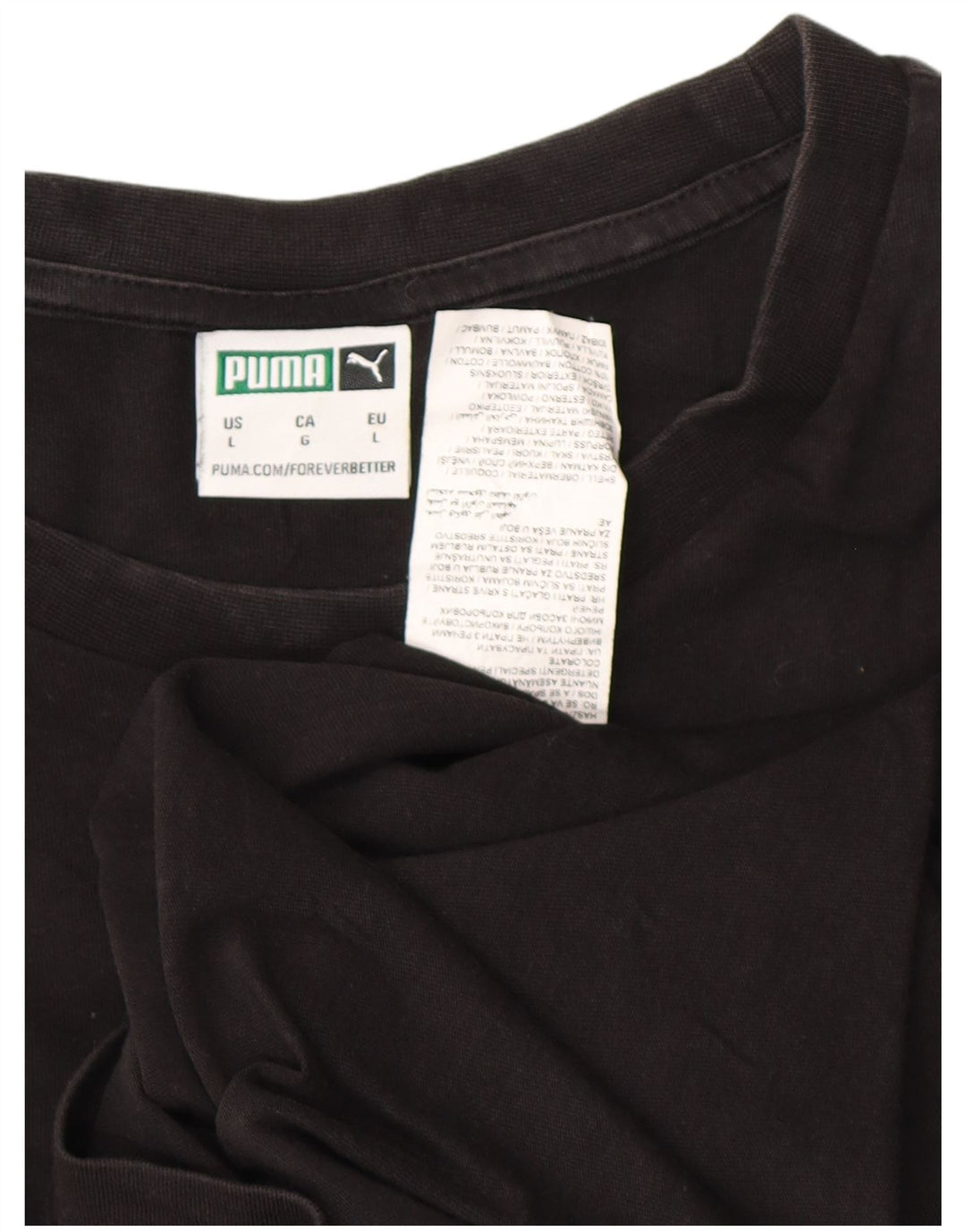 Puma Mens Graphic T-Shirt Top Large Black Cotton