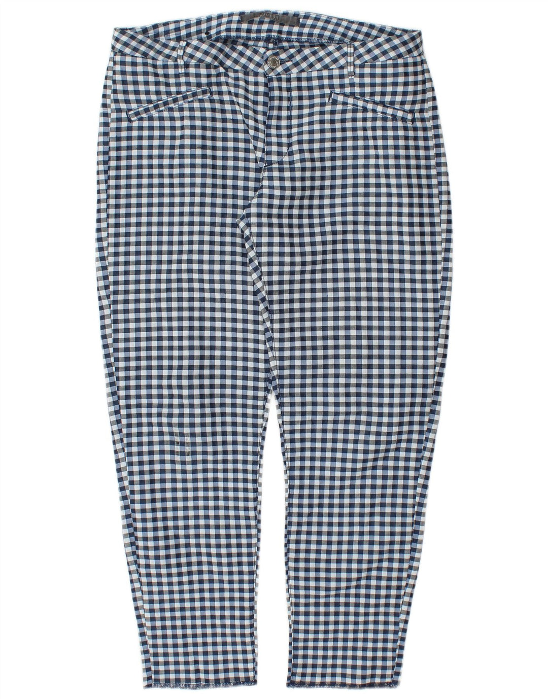 GUESS Womens Crop Casual Trousers W29 L25 Blue Gingham
