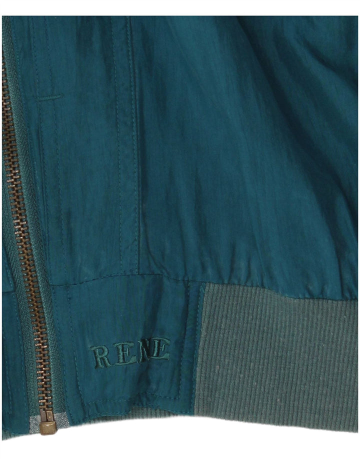 Rene Mens Bomber Jacket UK 38 Medium Blue Silk