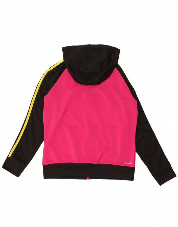 Adidas Womens Climalite Zip Hoodie Sweater UK 12/14 Medium Pink Colourblock