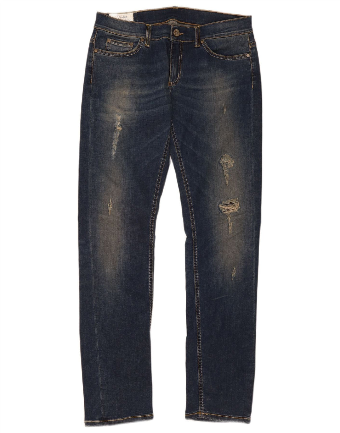 Dondup Womens Distressed Slim Jeans W32 L33 Blue Cotton