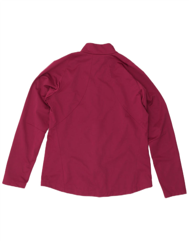 Asics Womens Tracksuit Top Jacket UK 16 Large Burgundy Polyester