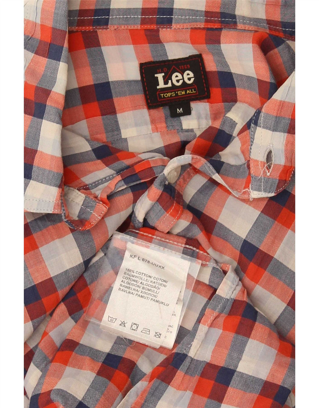 Lee Mens Short Sleeve Shirt Medium Multicoloured Check Cotton