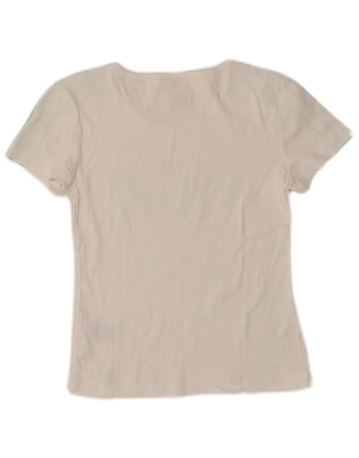 ADIDAS Womens Crop Graphic T-Shirt Top UK 10 Small White Cotton