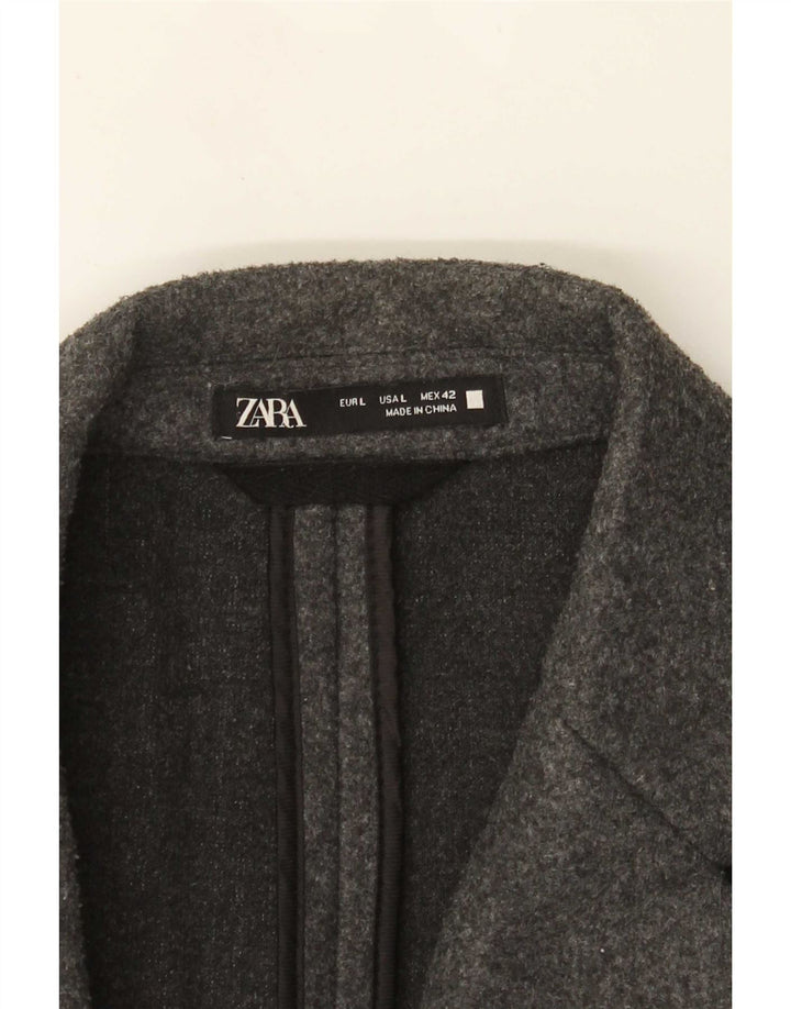 Zara Mens Overcoat UK 40 Large Grey