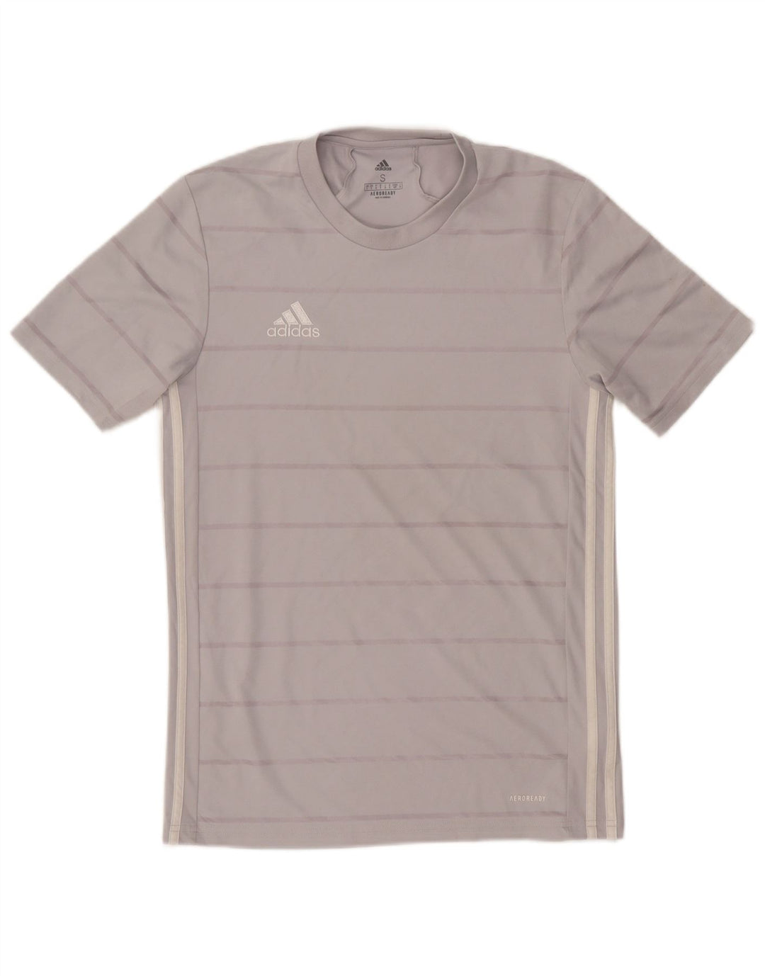 Adidas Mens Aeroready T-Shirt Top Small Grey Striped Polyester