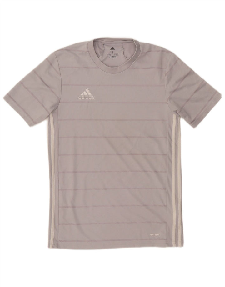 Adidas Mens Aeroready T-Shirt Top Small Grey Striped Polyester
