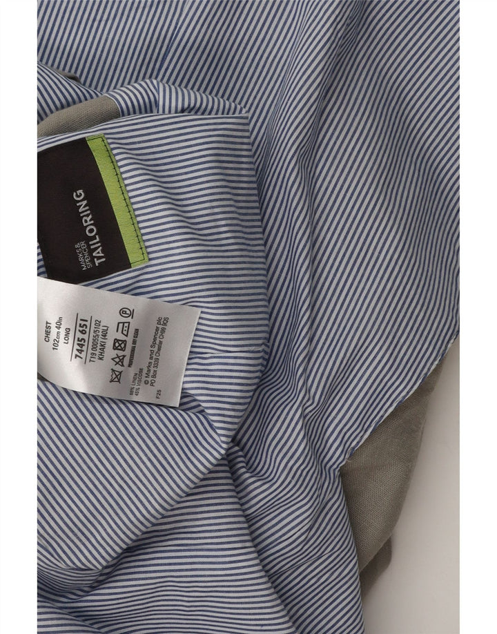 Marks & Spencer Mens 2 Button Blazer Jacket UK 40 Large Grey Linen