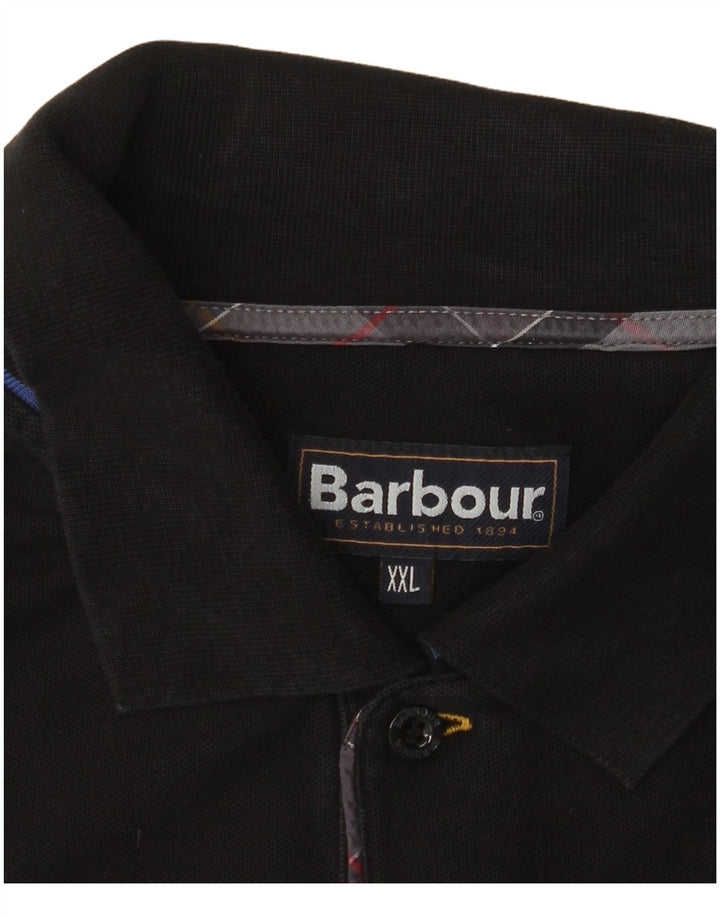 BARBOUR Mens Polo Shirt 2XL Black Cotton