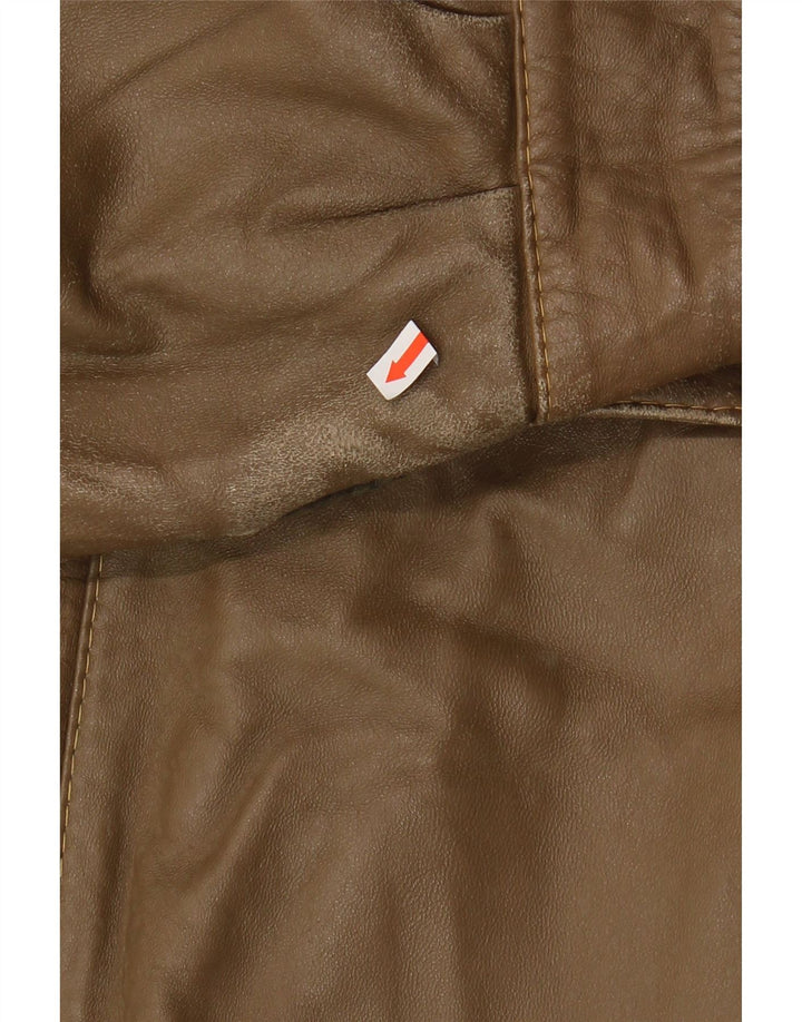 VINTAGE Mens Military Leather Jacket IT 50 Large Brown Leather