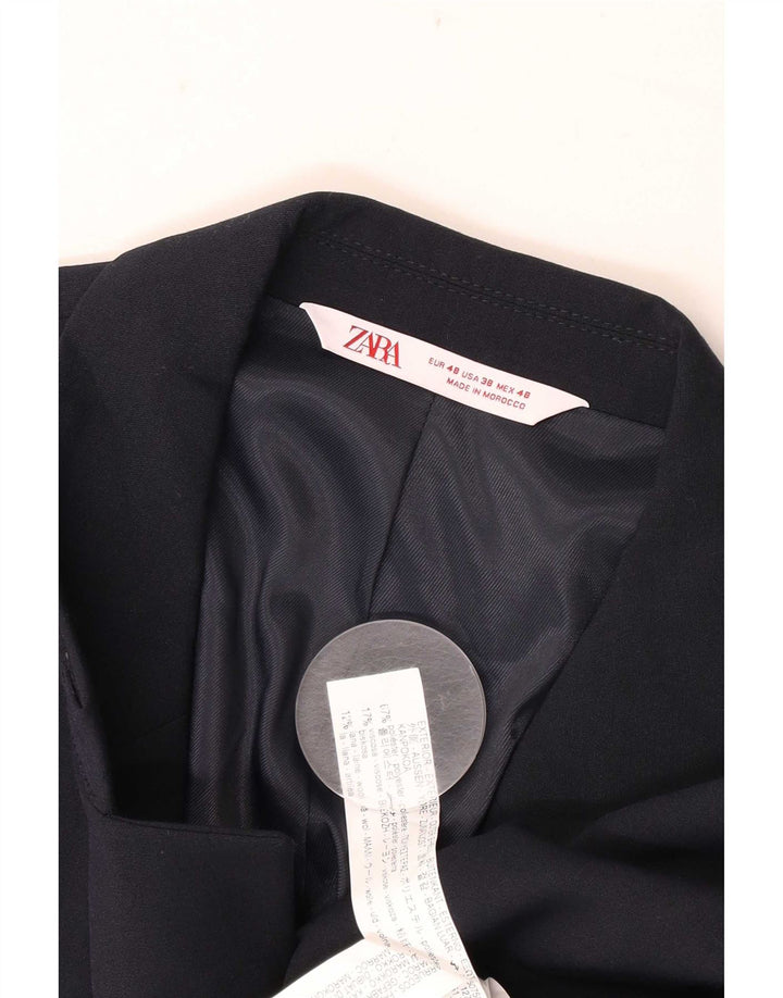 Zara Mens 2 Button Blazer Jacket IT 48 Medium Navy Blue Polyester